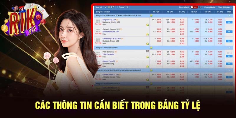 Các thông tin cần biết trong bảng tỷ lệ 